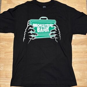 Braun Strowman Black Graphic Tee with Green 'Monster in the Bank' Briefcase